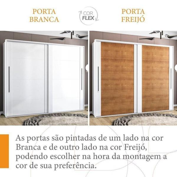 Imagem de Quarto Guarda-Roupa 2 Portas Cômoda 4 Gavetas 1 Porta 2 Mesas de Cabeceira 3 Gavetas Branco