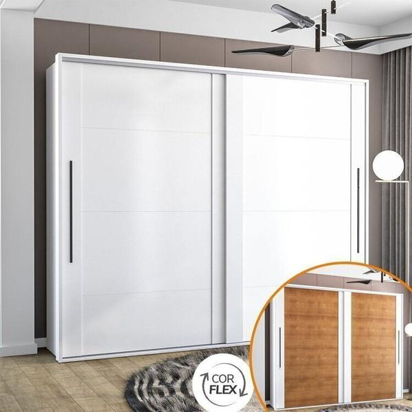 Imagem de Quarto Guarda-Roupa 2 Portas Cômoda 4 Gavetas 1 Porta 2 Mesas de Cabeceira 3 Gavetas Branco