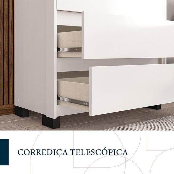 Imagem de Quarto Guarda-Roupa 2 Portas Cômoda 4 Gavetas 2 Mesas de Cabeceira 2 Gavetas Branco