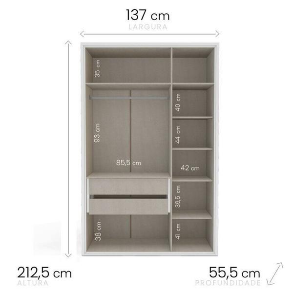 Imagem de Quarto Guarda-Roupa 3 Portas Cômoda 4 Gavetas 1 Porta Mesa de Cabeceira 3 Gavetas Branco