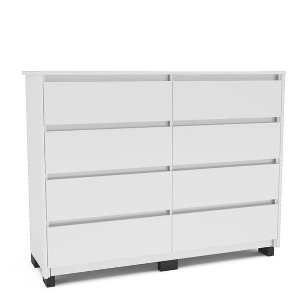 Imagem de Quarto Guarda-Roupa 3 Portas Cômoda 8 Gavetas Mesa de Cabeceira 3 Gavetas Branco