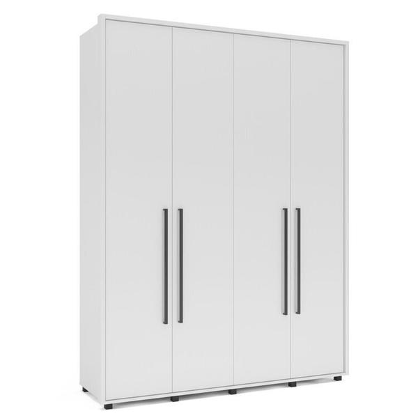 Imagem de Quarto Guarda-Roupa 4 Portas Cômoda 4 Gavetas 1 Mesa de Cabeceira 2 Gavetas Branco