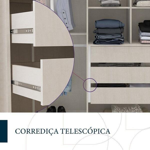 Imagem de Quarto Guarda-Roupa 4 Portas Cômoda 4 Gavetas 1 Mesa de Cabeceira 2 Gavetas Branco