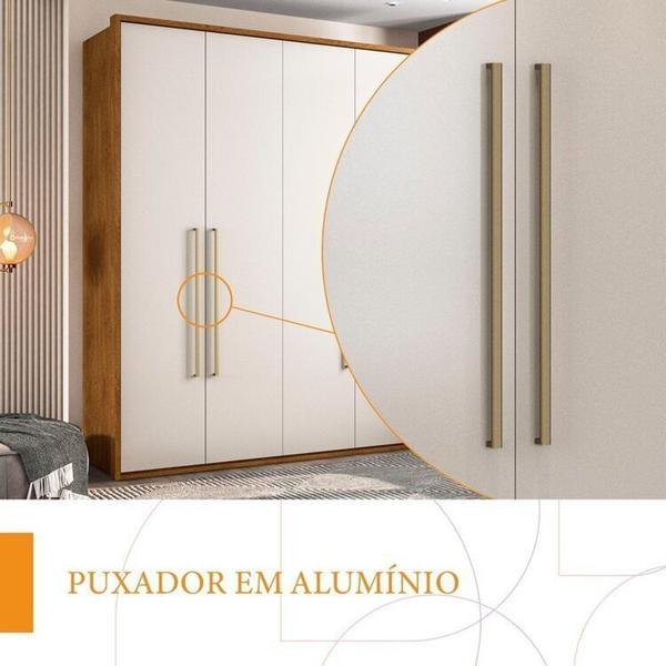 Imagem de Quarto Guarda-Roupa 4 Portas Cômoda 4 Gavetas 1 Porta Mesa de Cabeceira 3 Gavetas Freijó/Off White