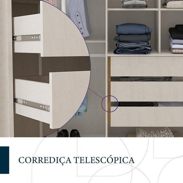 Imagem de Quarto Guarda Roupas 4 Portas Cômoda 4 Gavetas 1 Porta 1 Mesa de Cabeceira 3 Gavetas Freijó/Off White