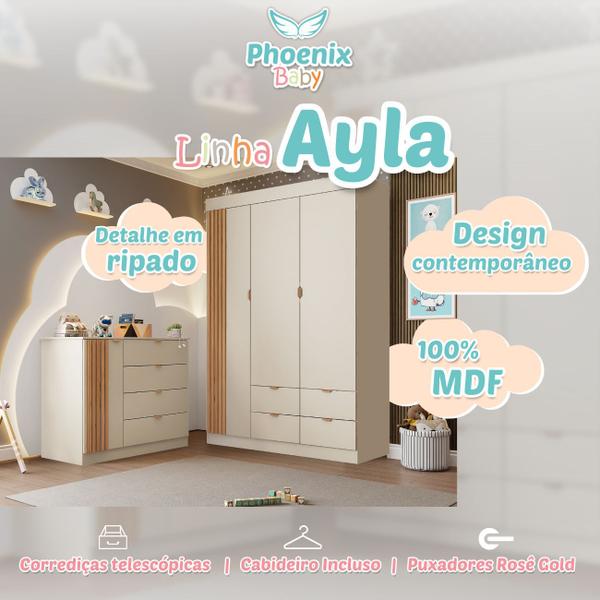 Imagem de Quarto Infantil Ayla Off White com Amadeirado _ Phoenix Baby