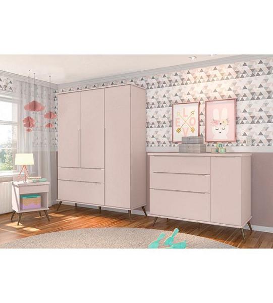 Imagem de Quarto Infantil Bebê Melinda Cômoda Guarda Roupa Mesa de Apoio Rosê - Phoenix Baby