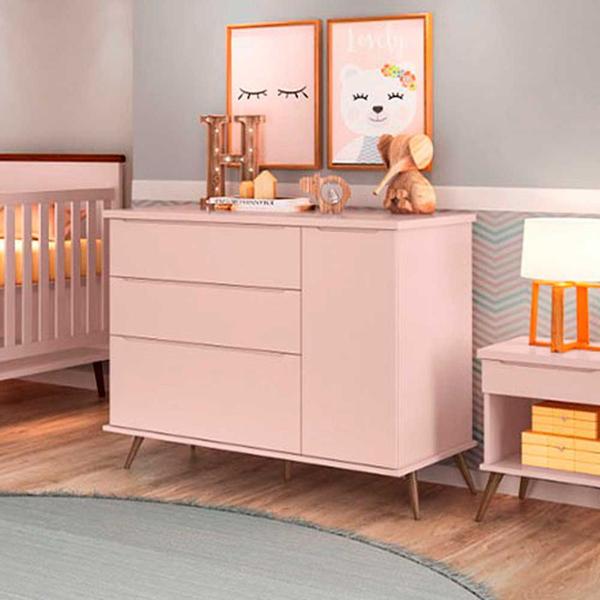 Imagem de Quarto Infantil Bebê Rêtro Ana Vitória 2 Peças Rôse 100% MDF