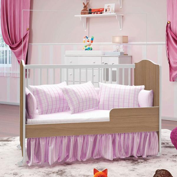 Imagem de Quarto Infantil Berço, Cômoda e Guarda Roupa Lolly 3 Portas Branco / Almendra