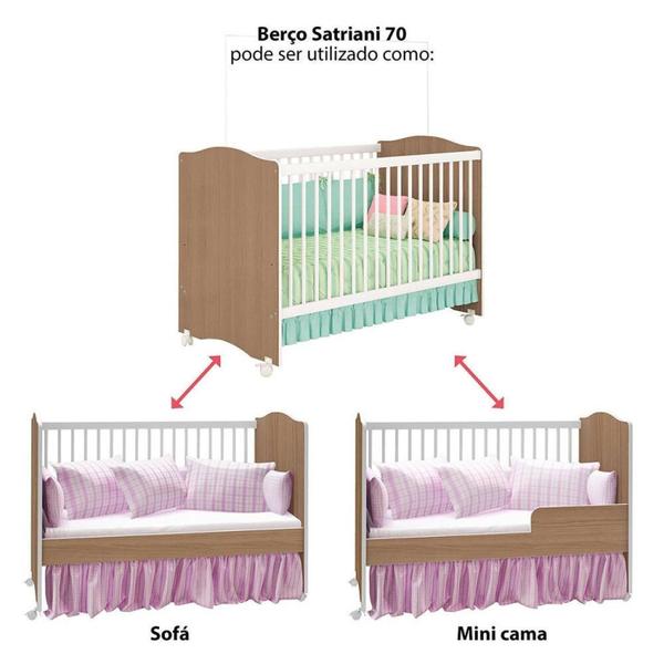 Imagem de Quarto Infantil Berço Mini Cama e Guarda Roupa Lolly 3 Portas Branco  / Almendra