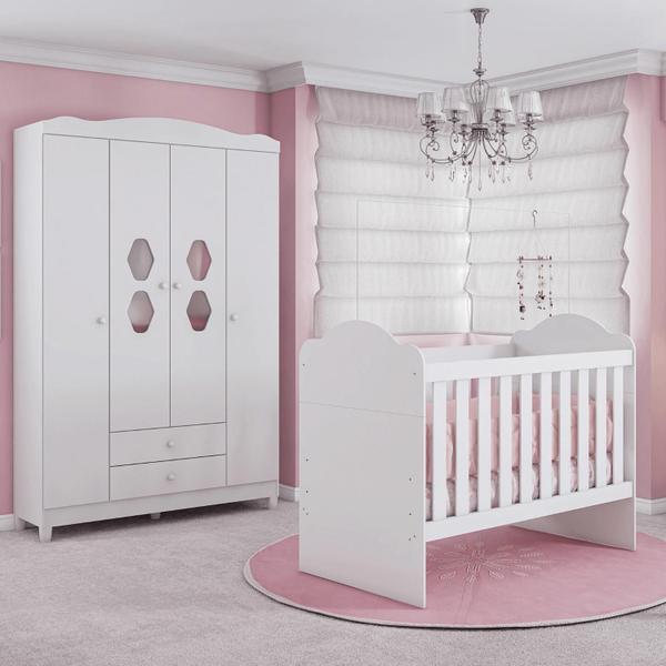 Imagem de Quarto Infantil Berço Yupi e Guarda Roupa Lolly 4 Portas