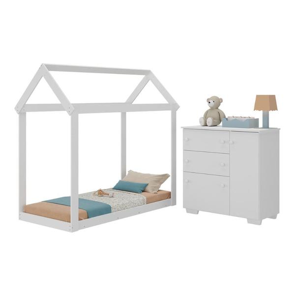 Imagem de Quarto Infantil Cama Montessoriana/Colchão/Cômoda Flex Algodão Doce Multimóveis MX4278