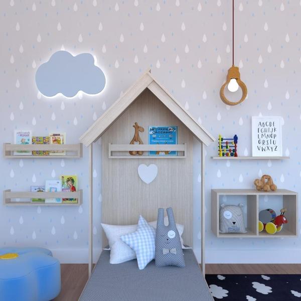 Imagem de Quarto Infantil Cama Nicho Prateleira e Revisteiros Bramov Móveis Geneve