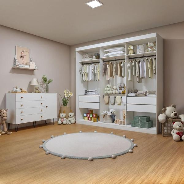 Imagem de Quarto Infantil Closet Isadora com Cômoda 1 Porta 4 Gavetas Aurora Branco