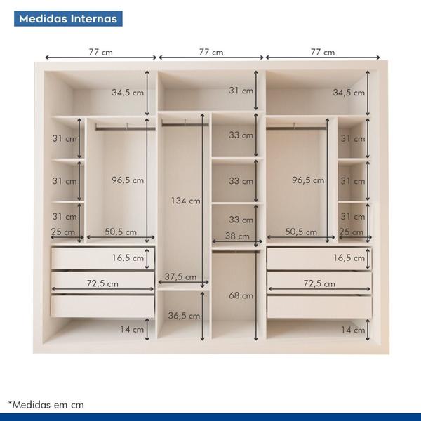 Imagem de Quarto Infantil Closet Premium Amara 242cm e Cômoda 129,5cm 1 Porta 4 Gavetas Minastex