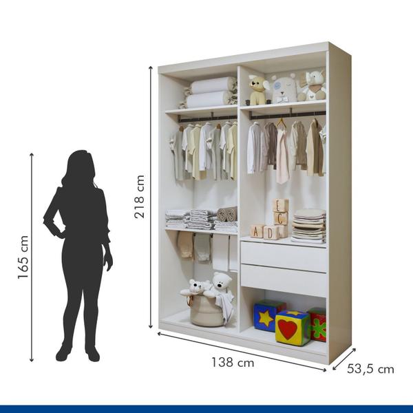 Imagem de Quarto Infantil Closet Premium Marisol 138cm e Cômoda 129,5cm 1 Porta 4 Gavetas Minastex