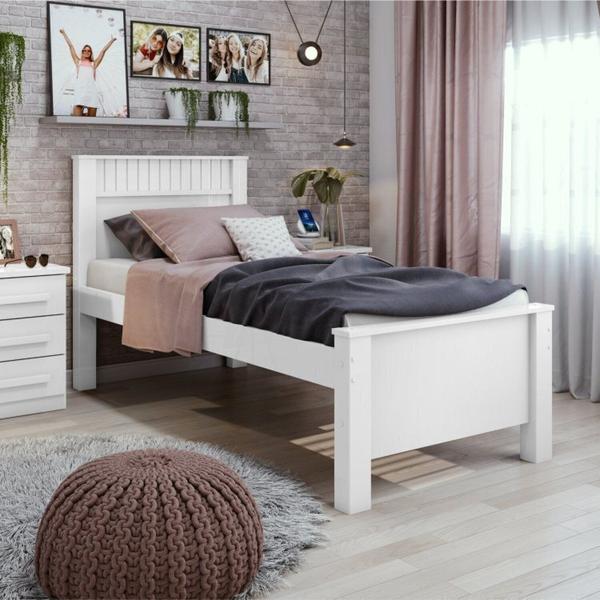 Imagem de Quarto Infantil com 2 Camas Solteiro Athenas Plus e Mesa de Cabeceira 3 Gavetas Maggiore New Branco