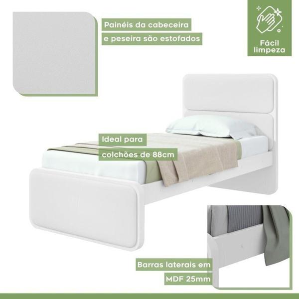 Imagem de Quarto Infantil com 2 Camas Solteiro Loop Tecido material sintético Branco