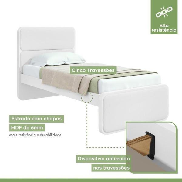 Imagem de Quarto Infantil com 2 Camas Solteiro Loop Tecido material sintético Branco