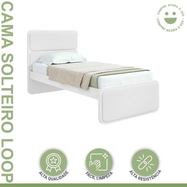 Imagem de Quarto Infantil com 2 Camas Solteiro Loop Tecido material sintético Branco