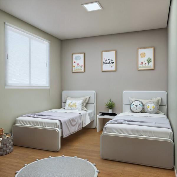 Imagem de Quarto Infantil com 2 Camas Solteiro Loop Tecido material sintético Branco