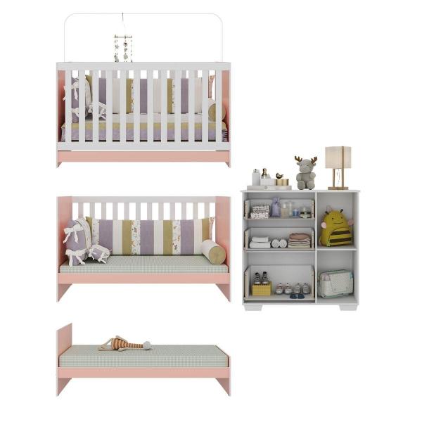 Imagem de Quarto Infantil com Berço 3 em 1 e Cômoda Algodão Doce Multimóveis MP4249