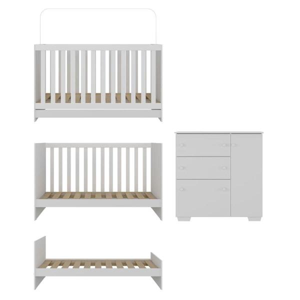 Imagem de Quarto Infantil com Berço Colchão Incluso e Cômoda Algodão Doce Multimóveis MP4250