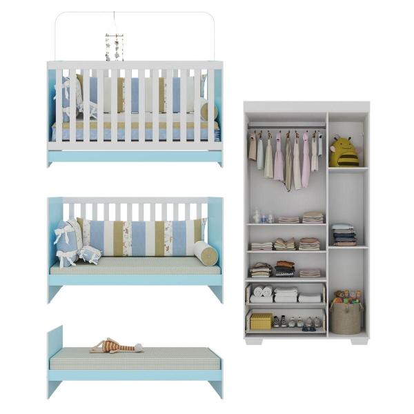 Imagem de Quarto Infantil com Berço Colchão Incluso e Guarda-Roupas Algodão Doce Multimóveis MP4248