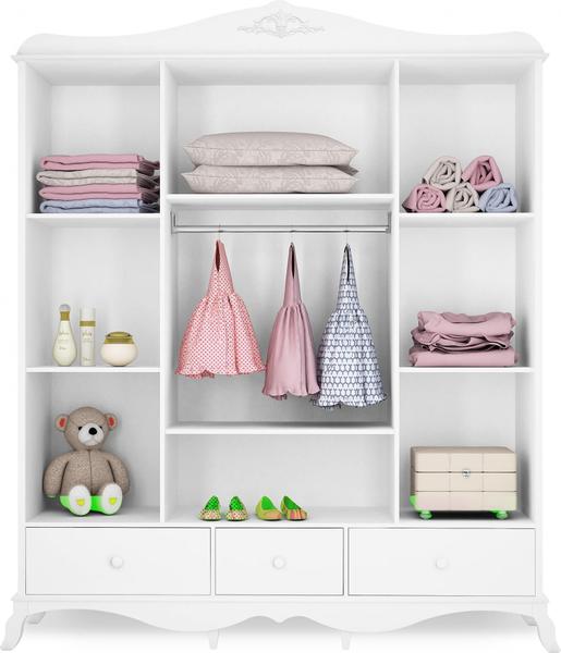 Imagem de Quarto Infantil com Berço e Guarda Roupa 4 portas Branco Canaã Baby