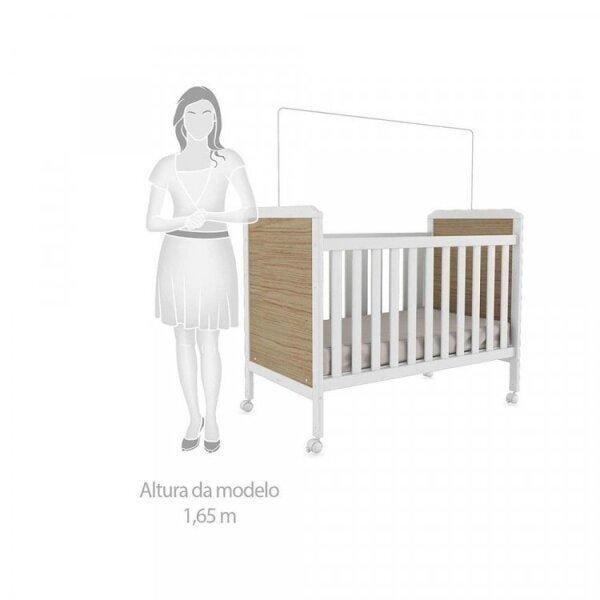 Imagem de Quarto Infantil com BerçoMini Cama Cloe, Guarda Roupa 3 Portas e Cômoda Junior Móveis Peroba Branco/Carvalho