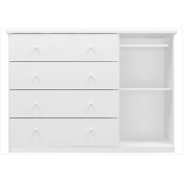 Quarto Infantil com Guarda Roupa 02 Portas e Cômoda Sapateira Eloisa Branco - Phoenix Baby - Fnx Móveis Imagem de Quarto Infantil com Guarda Roupa 02 Portas e Cômoda Sapateira Eloisa Branco - Phoenix Baby