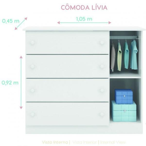 Imagem de Quarto infantil com Guarda-Roupa 4 Portas 2 Gavetas e Cômoda Lívia Phoenix Baby