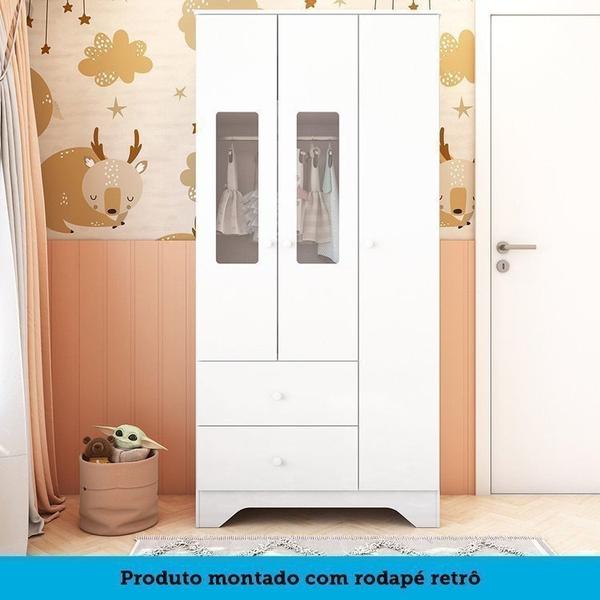 Imagem de Quarto Infantil com Guarda Roupa e Cômoda com Janelas Retângulo 100% MDF Cocada