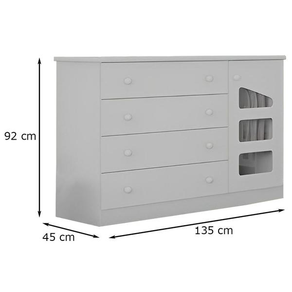 Imagem de Quarto Infantil Com Guarda Roupa Modulado E Cômoda Eloísa 04 Peças Branco - Phoenix Baby