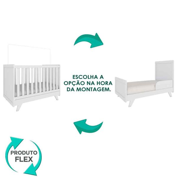 Imagem de Quarto Infantil Com Guarda Roupa Retrô, Comoda Smim, Berço Retrô Móveis Peroba Branco Brilho   