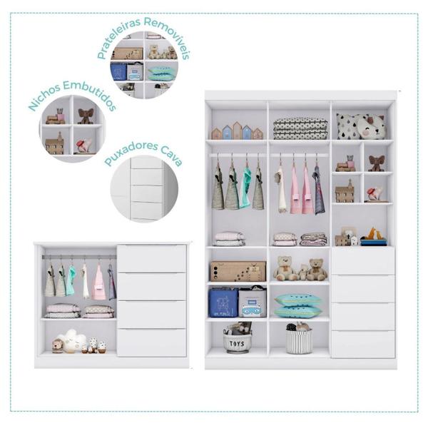 Imagem de Quarto Infantil com Guarda Roupas e Cômoda Eloá Phoenix Baby Branco