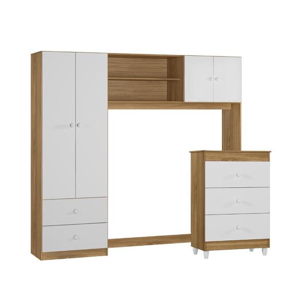 Imagem de Quarto Infantil Cômoda Ternura 3 Gavetas, Conjugado Ternura 04 Portas Nature/Branco - FbABY