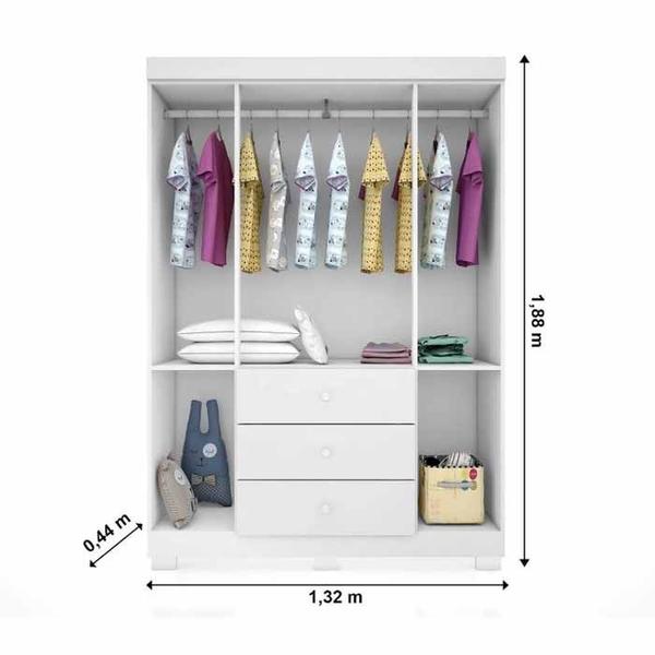 Imagem de Quarto Infantil Completo Ane com Guarda Roupa 4 Portas , Cômoda 4 Gavetas e Berço Branco Sem Colchão Phoenix Baby