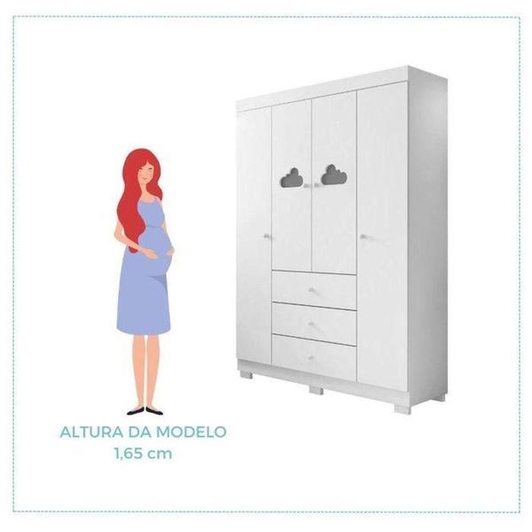 Imagem de Quarto Infantil Completo Ane com Guarda Roupa 4 Portas e Comoda 1 Porta e 3 Gavetas Branco - Phoenix Baby