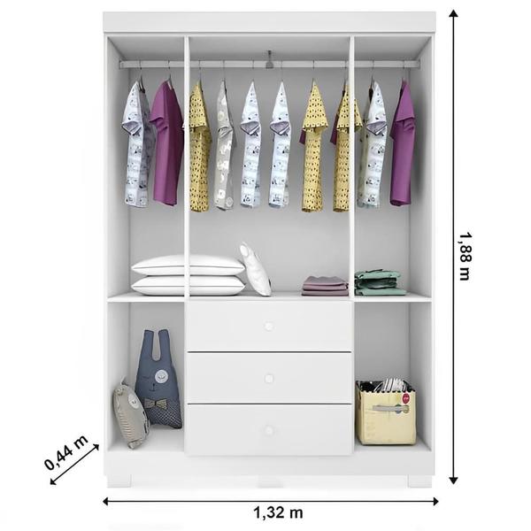 Imagem de Quarto Infantil Completo Anne com Guarda Roupa 4 Portas e Cômoda 1 Porta e 4 Gavetas e berço Branco - Phoenix Baby