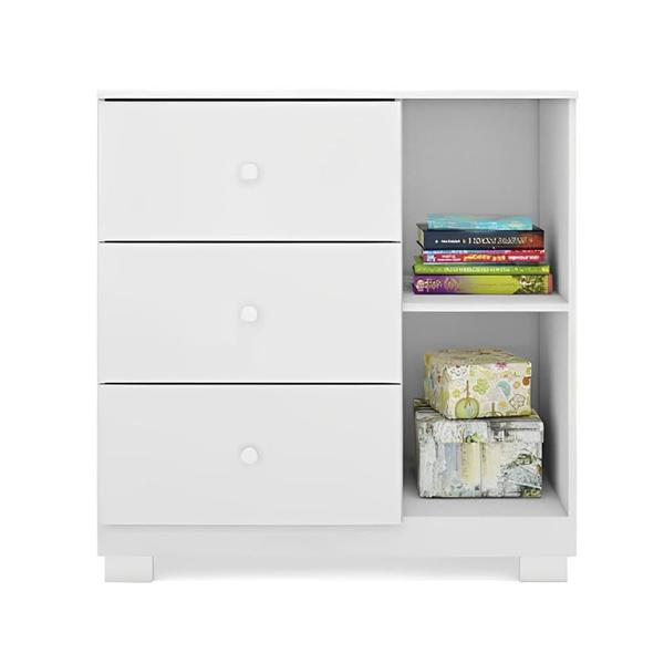 Imagem de Quarto Infantil Completo Anne com Guarda Roupa 4 Portas e Cômoda 1 Porta e 4 Gavetas e Berço Branco - Phoenix Baby