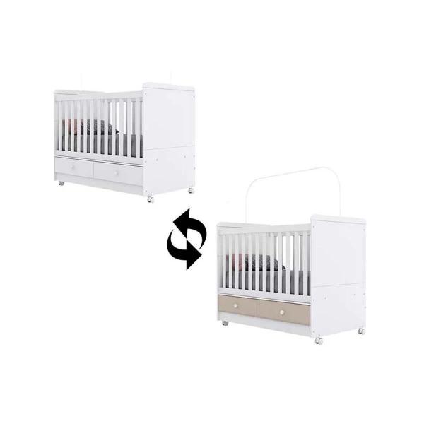 Imagem de Quarto Infantil Completo Aquarela 2 Peças (1 Guarda Roupa + 1 Berço) QI03 Branco - Henn