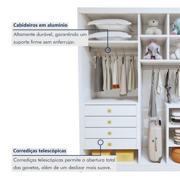 Imagem de Quarto Infantil Completo Closet Eloá e Cama Irlanda Branco