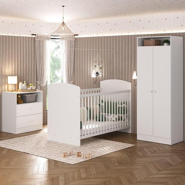 Imagem de Quarto Infantil Completo Com Colchão Incluso Doçura Multimóveis Branco