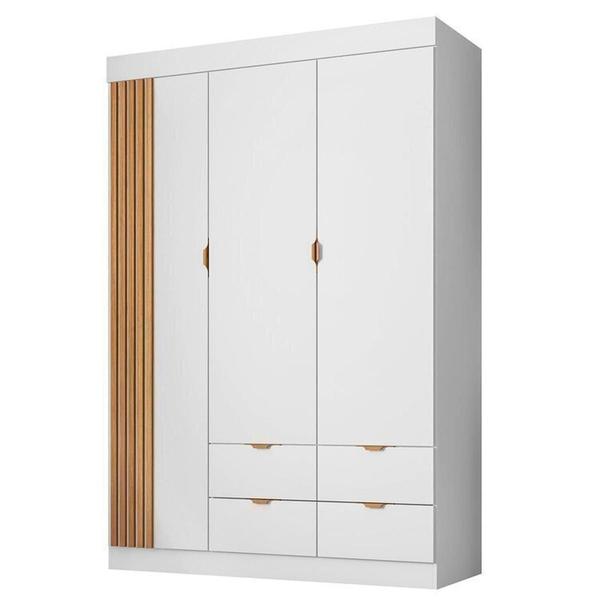 Imagem de Quarto Infantil Completo Guarda-Roupa 3 Portas 4 Gavetas com Cômoda 100% MDF Ayla Branco