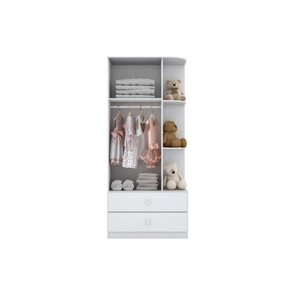 Imagem de Quarto Infantil Completo Labirinto 2 Peças (1 Guarda Roupa + 1 Berço) QI97 Branco - Henn