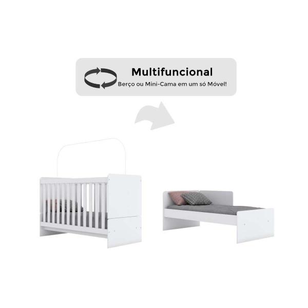 Imagem de Quarto Infantil Completo Labirinto 3 Peças (1 Guarda Roupa + 1 Berço + 1 Cômoda) QI58 Branco - Henn