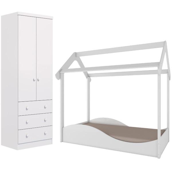 Imagem de Quarto Infantil Completo Mini Cama Montessoriana Uli Guarda Roupas Smim 2 Portas 3 Gavetas 100% MDF