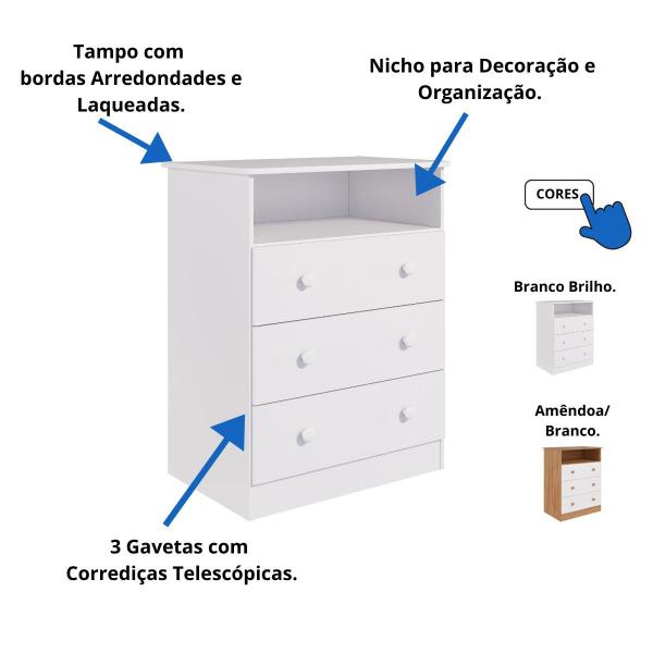 Imagem de Quarto Infantil Completo Mini Cama Montessoriana Uli Guarda Roupas Smim Gaveteiro Smim 100% MDF