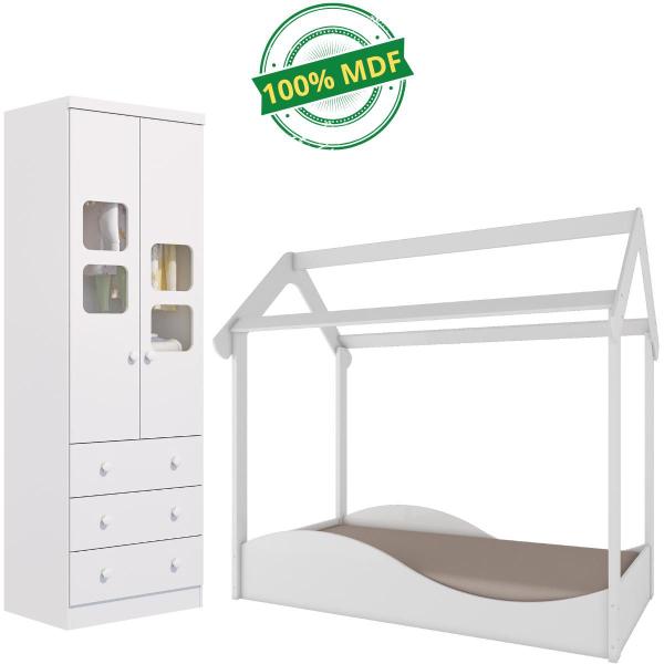 Imagem de Quarto Infantil Completo Mini Cama Montessoriana Uli Guarda Roupas Uli 2 Portas 3 Gavetas 100% MDF